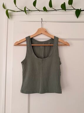 Everyday Organic Cotton Crop Tank Top - Green